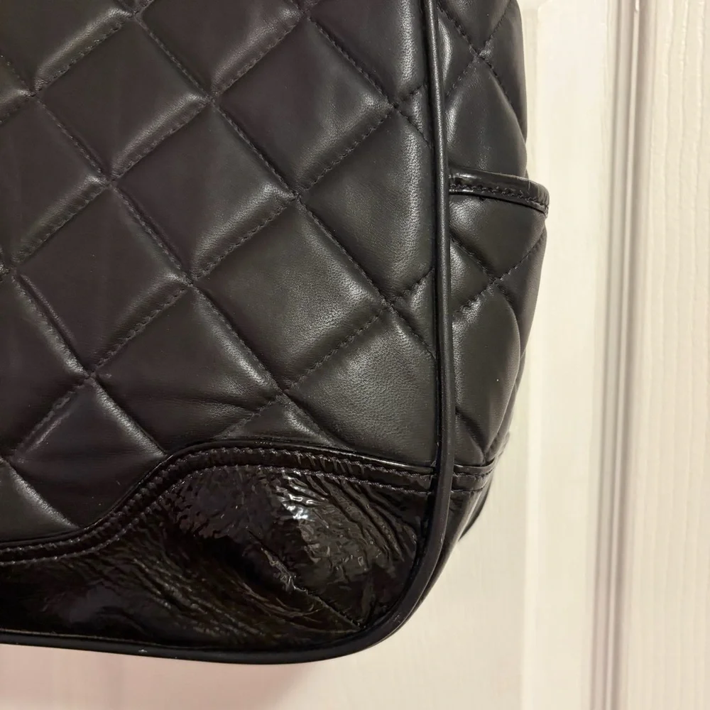 Knomo London Tote Top Handle Una Natural Lather Padded Quilted Laptop Travel Bag